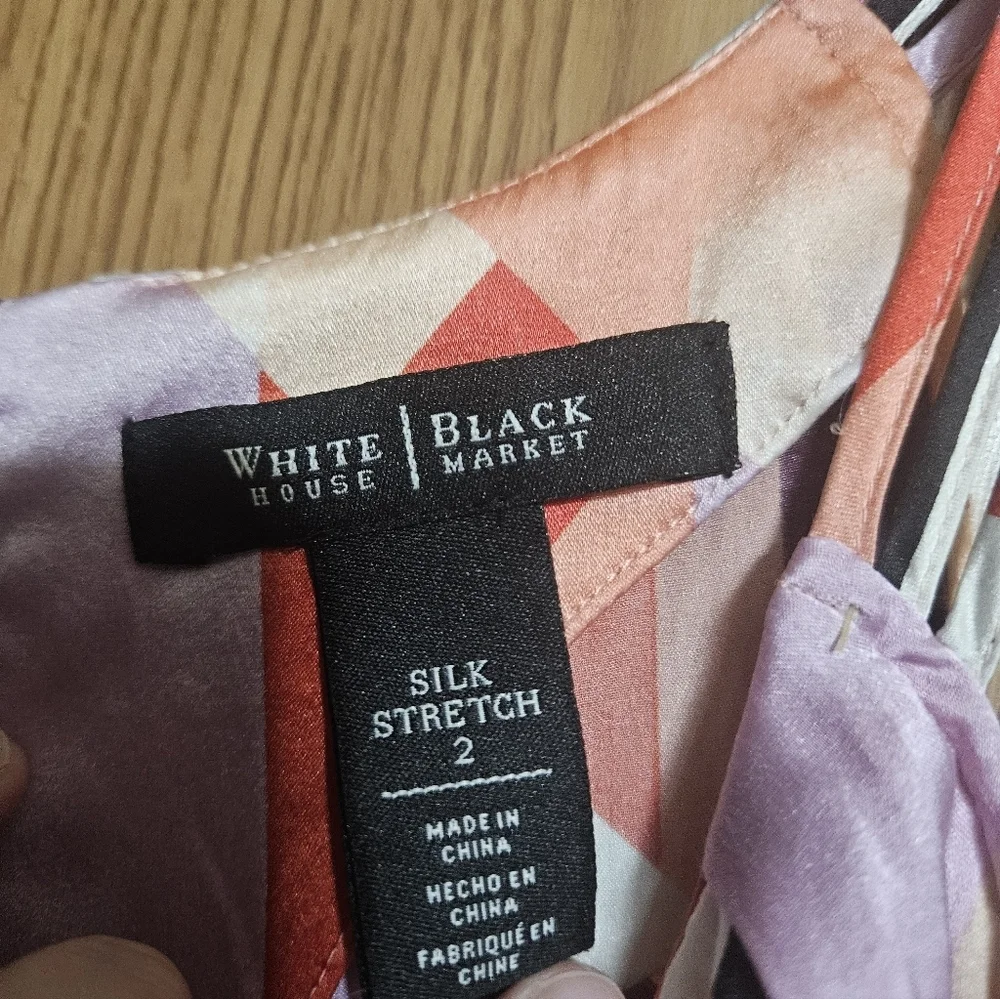 White House Black Market Silk Stretch Preppy Boho Chic Cami Top Size 2! - Picture 2 of 7